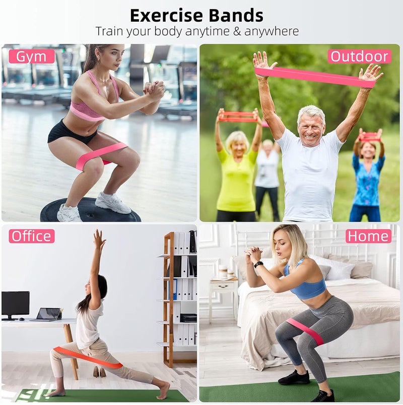 RenoJ Resistance Bands for Working Out, 5-Pack Elastic Exercise Bands for Strength Training, Stretching, Workout; Home Gym Equipment for Women Men, Pilates Yoga Physical Therapy, Leg Glute Arm Exercise Kit - Image 3